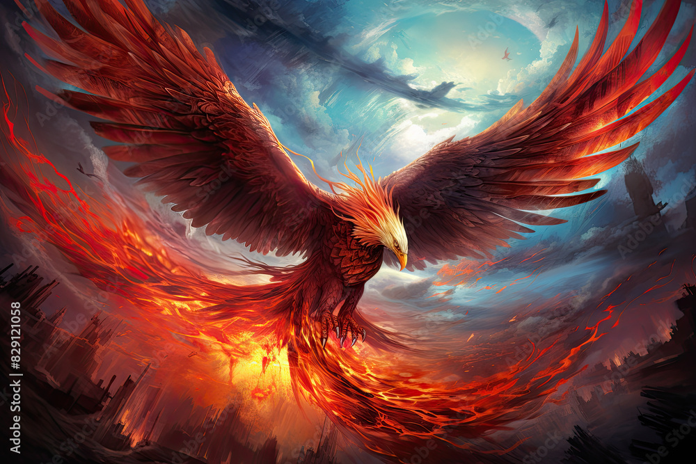 Obraz premium The eagle under the sunset.