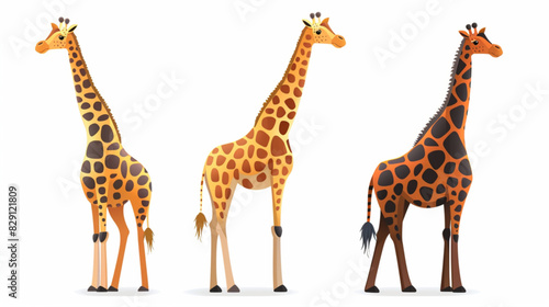 Giraffe  the wild animal of Africa. Vector flat illustration isolated on white background 3D avatars set vector icon  white background  black colour icon