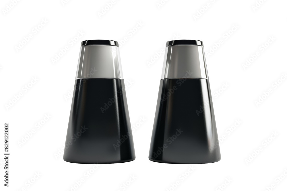 Sleek Salt and Pepper Shaker Duo Isolated on Transparent Background Sleek Salt and Pepper Shaker Duo Isolated on Transparent Background