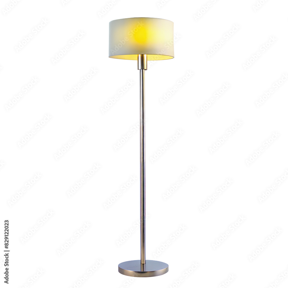 Modern Floor Lamp With Cream Shade Standing on Transparent Background Modern Floor Lamp With Cream Shade Standing on Transparent Background