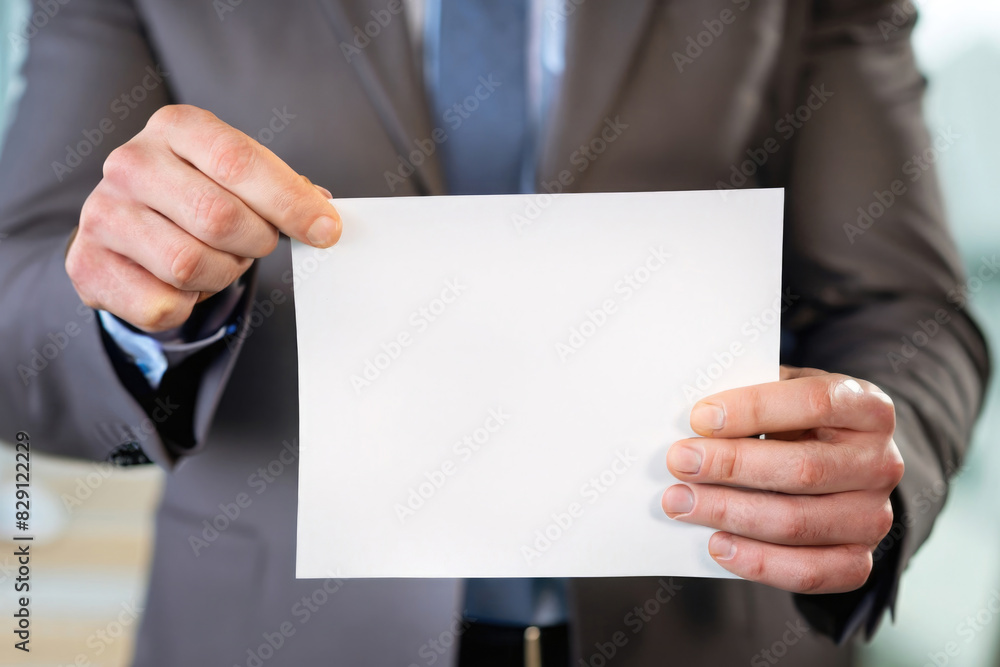 businessman holding blank paper businessman holding blank paper