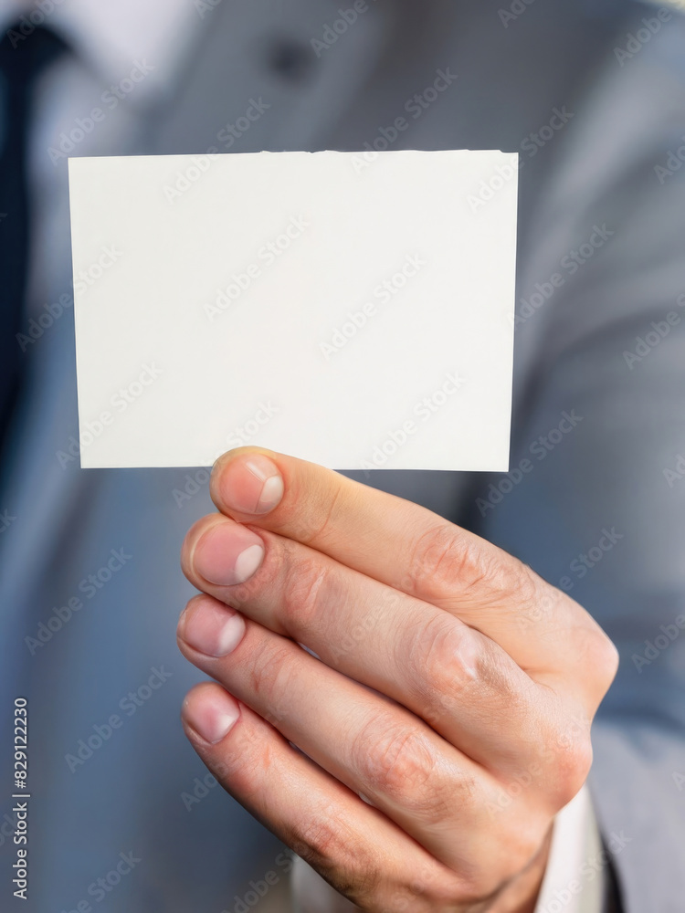 hand holding blank card hand holding blank card
