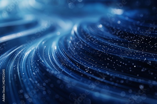 Blue abstract lines coming together and defining the direction, technology background. 