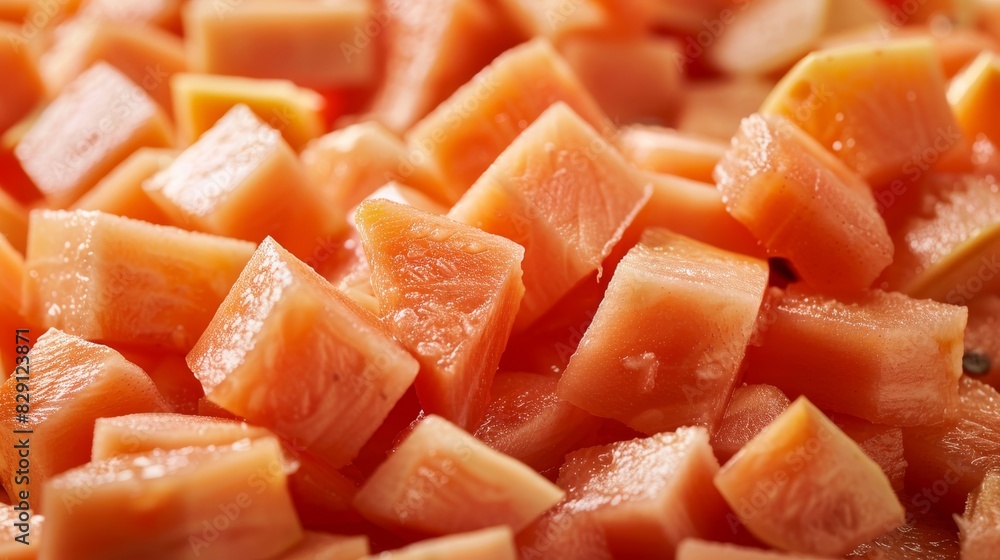 Papaya fruit close-up. Pieces of papaya.