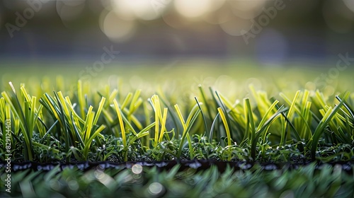 Close-up of synthetic grass fibers, highlighting the realism and durability of modern artificial turf