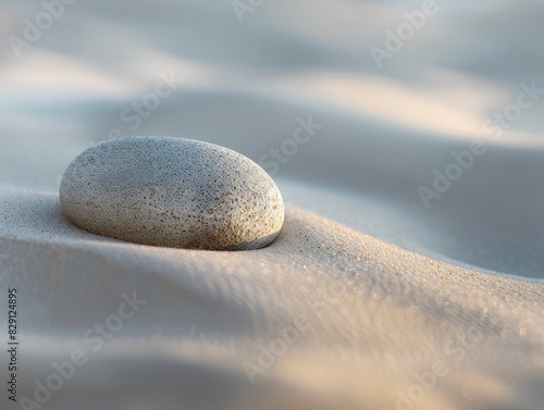 Smooth stone on serene beach