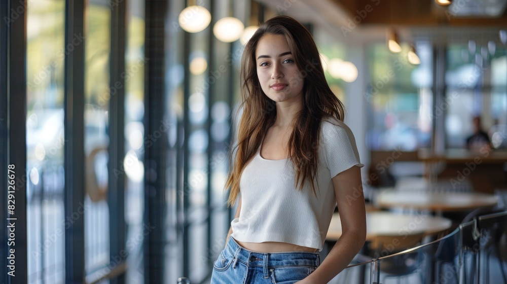 young woman posing in casual outfit