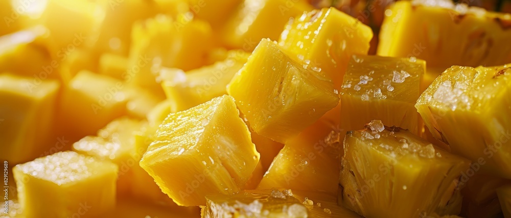 Pineapple fruit close-up. Pieces of pineapple. Pineapple fruit close-up. Pieces of pineapple.