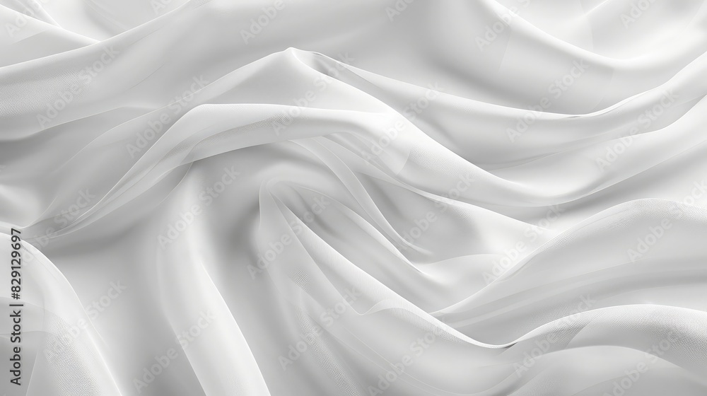 Abstract white fabric background with smooth flowing curves and soft highlights