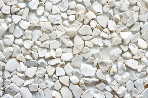 Abstract background with decorative floor pattern of white gravel stones, Gravel texture - generative ai