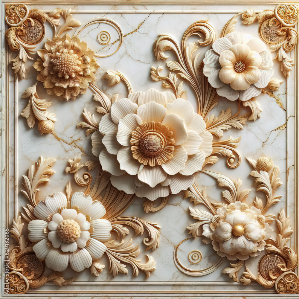 panel wall art, marble background with flower designs, wall decoration panel wall art, marble background with flower designs, wall decoration