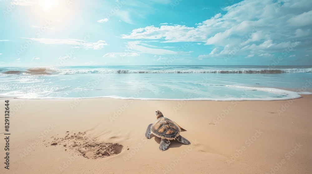 sea turtle on the beach have copy space sea turtle on the beach have copy space