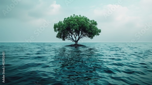 Tree submerged in the sea