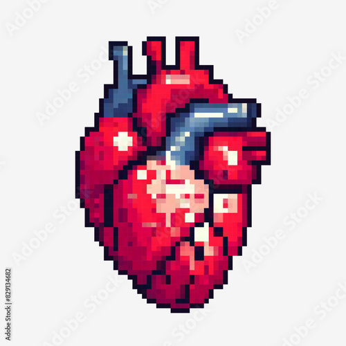 Human heart. Pixel art. Vector icon