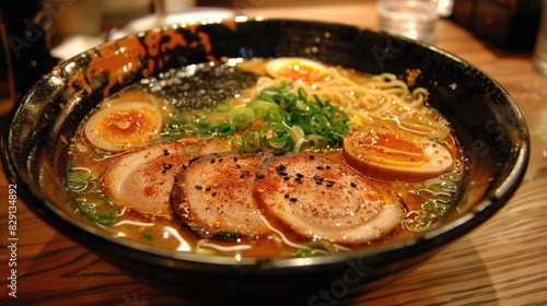 Ramen soup offered at a dining establishment in Tokyo
