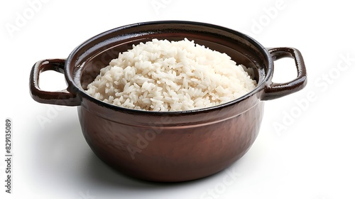 pot with hot white rice