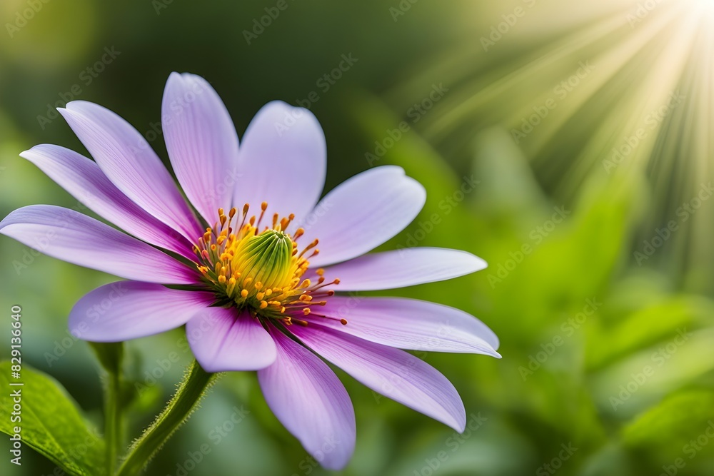 A beautiful purple flower with a yellow center A beautiful purple flower with a yellow center
