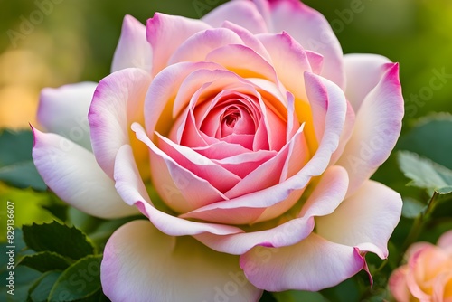 A beautiful pink rose with a yellow center