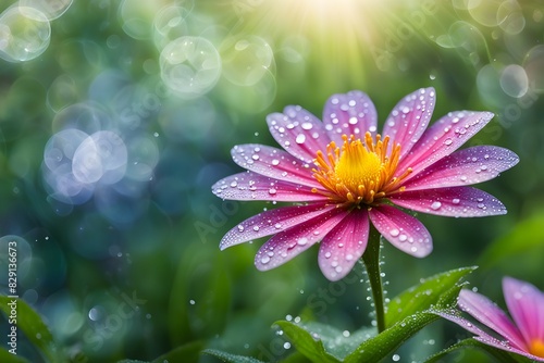 A beautiful pink flower with droplets of water on it