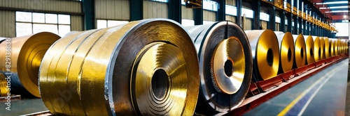 Galvanized Gold coil in steel plant in factory building