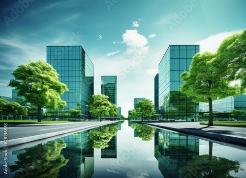 Futuristic city with a blue...