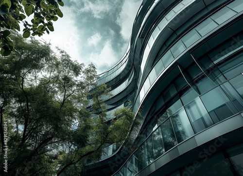 A modern glass building sur...