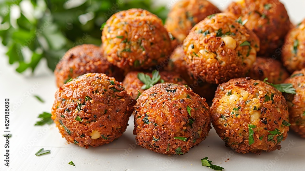 Falafel - Deep-fried chickpea balls, a popular Middle Eastern dish. isolate on white background Minimal and Simple style Falafel - Deep-fried chickpea balls, a popular Middle Eastern dish. isolate on white background Minimal and Simple style