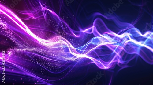 Abstract Background with High Speed Light Trails and Purple Glowing Wave Swirls