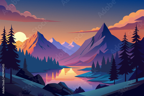 Beautiful Dusk at Mountains Scenery © Mell25