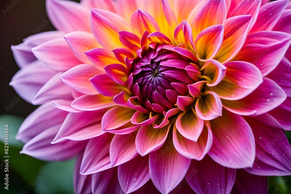 A close up of a pink and yellow flower with a droplet of water on it A close up of a pink and yellow flower with a droplet of water on it