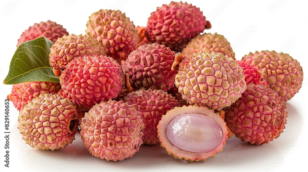 Lychee - A small, sweet fruit with a floral flavor, typically eaten fresh. isolate on white background Minimal and Simple style Lychee - A small, sweet fruit with a floral flavor, typically eaten fresh. isolate on white background Minimal and Simple style