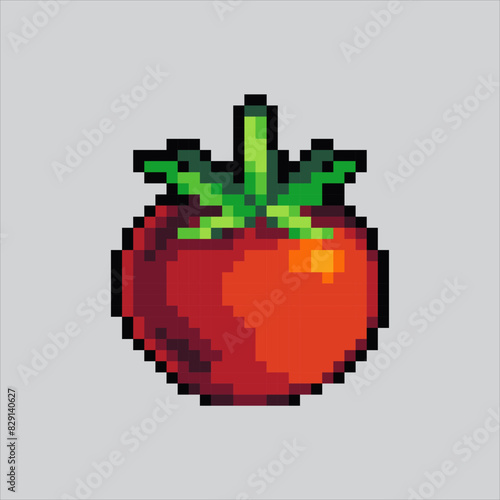 Pixel art illustration Tomato. Pixelated Tomato. Tomato vegetables pixelated for the pixel art game and icon for website and video game. old school retro.