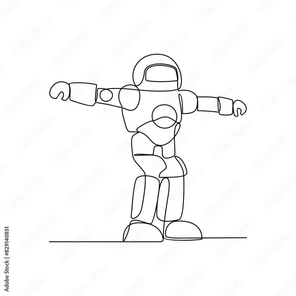 One continuous line drawing of Robot vector illustration. Programmable ...