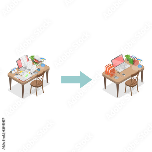 3D Isometric Flat Vector Illustration of Decluttering, Cleaning Unused Items. Item 3