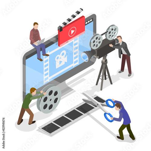3D Isometric Flat Illustration of Motion Design Studio, Video Marketing Service. Item 2