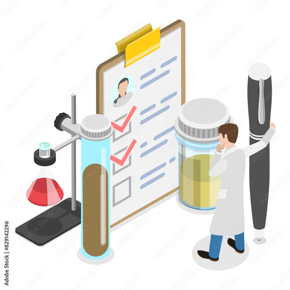 3D Isometric Flat Illustration of Medical Tests, Chemical Laboratory Analysis. Item 2 3D Isometric Flat Illustration of Medical Tests, Chemical Laboratory Analysis. Item 2