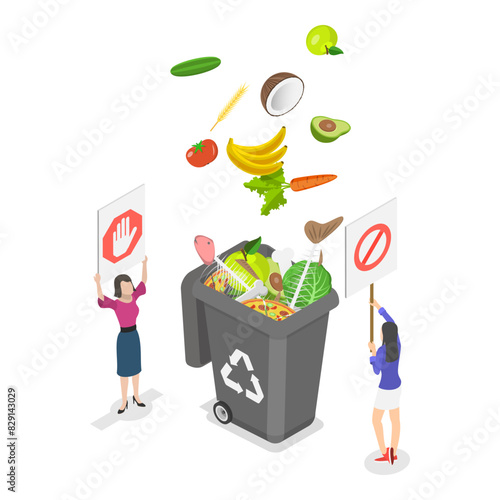 3D Isometric Flat Illustration of Sustainability Waste Management, Organic and Ecological Lifestyle. Item 3