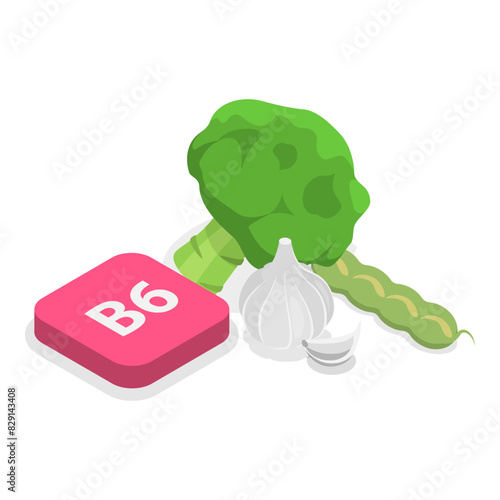 3D Isometric Flat Vector Illustration of Vitamins And Minerals, Healthy Food Supplements. Item 12