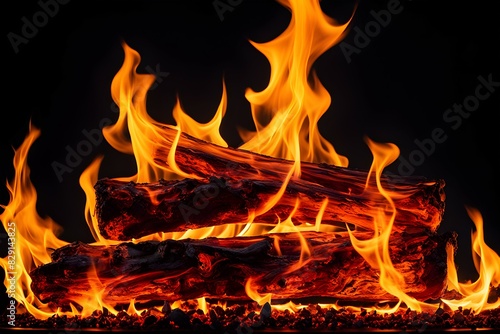 A pile of wood burning in a fire  with the flames reaching high into the air