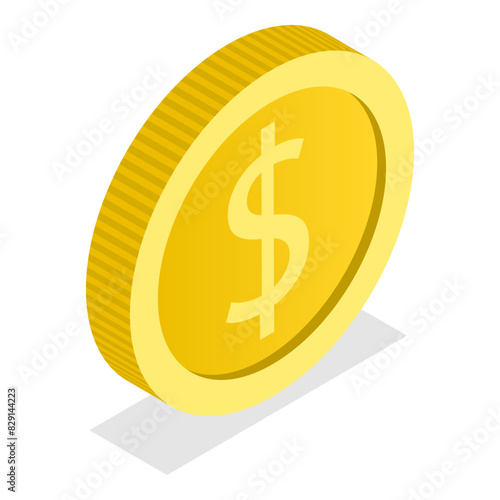 3D Isometric Flat Illustration of World Currency Coins, Elements of Design. Item 10