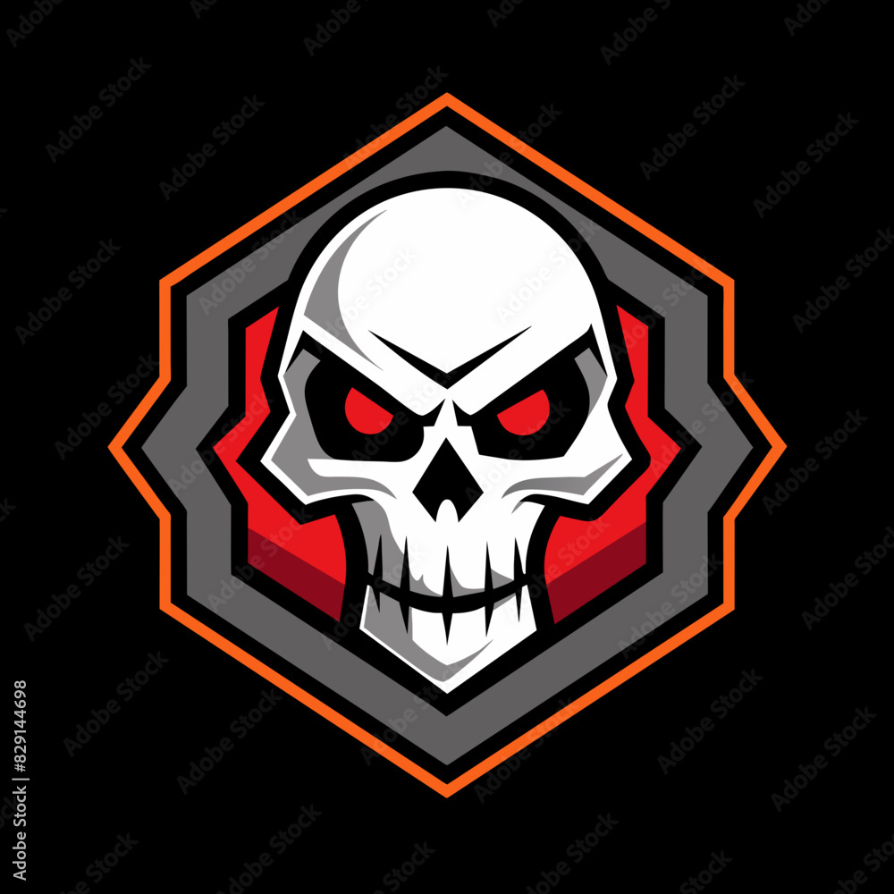 Fierce skull logo with red eyes and sharp, geometric design, perfect for esports teams, gaming communities, and branding. High-quality vector illustration conveying power, boldness, and sinister vibe