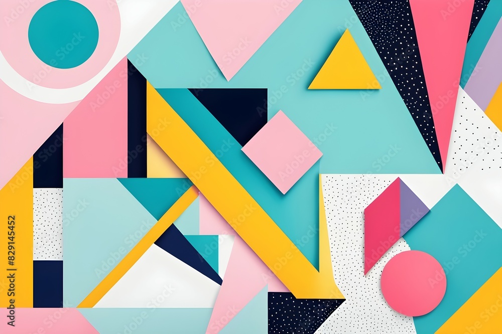 A colorful abstract painting with a lot of shapes and lines A colorful abstract painting with a lot of shapes and lines