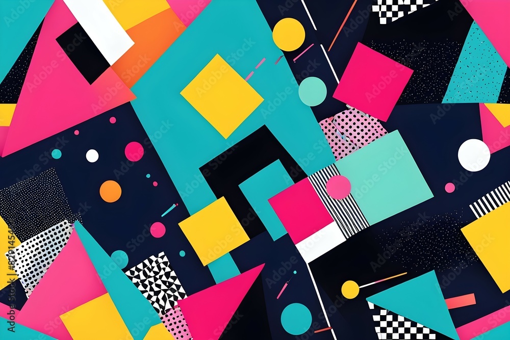 A colorful abstract design with squares and circles A colorful abstract design with squares and circles