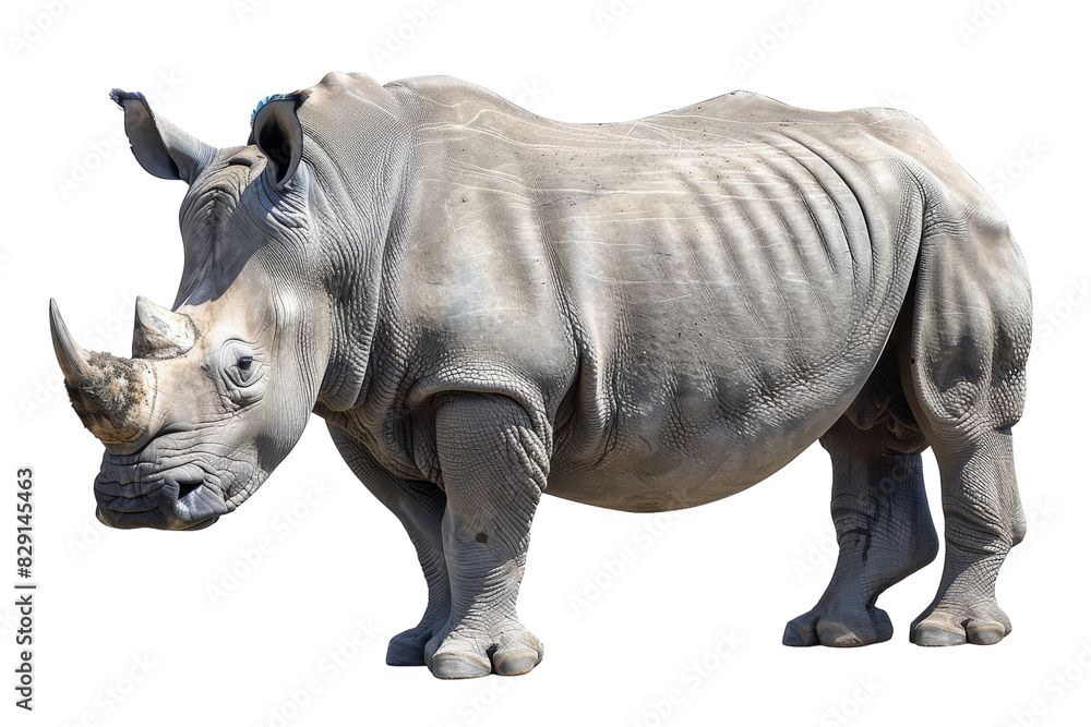 Fototapeta premium Rhino Wildlife Illustration Isolated on Transparent Background