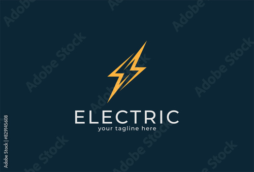 Electric Logo, abstract letter M or MW from lightning bolt combination, tunder bolt design logo template, vector illustration