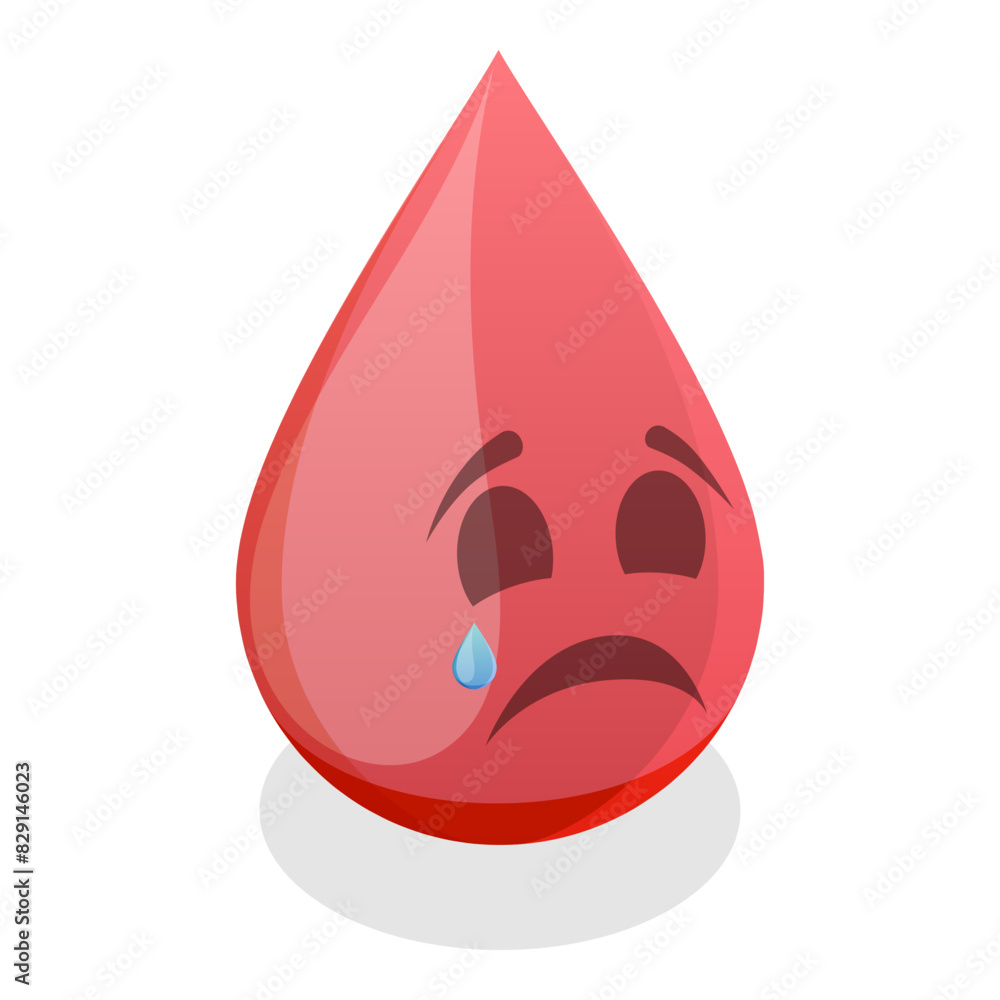 3D Isometric Flat Illustration of Women Periods Emoji Drops, Five Pain Gradation. Item 2 3D Isometric Flat Illustration of Women Periods Emoji Drops, Five Pain Gradation. Item 2