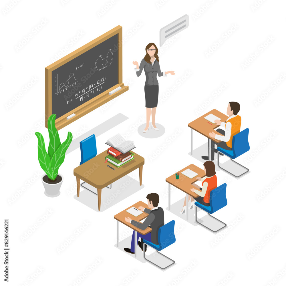 3D Isometric Flat Illustration of Hybrid or Blended Learning, Digital Classroom, Online Education. Item 1 3D Isometric Flat Illustration of Hybrid or Blended Learning, Digital Classroom, Online Education. Item 1
