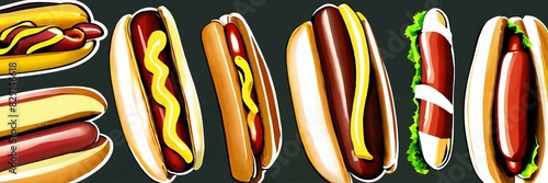 Set of delicious hot dogs