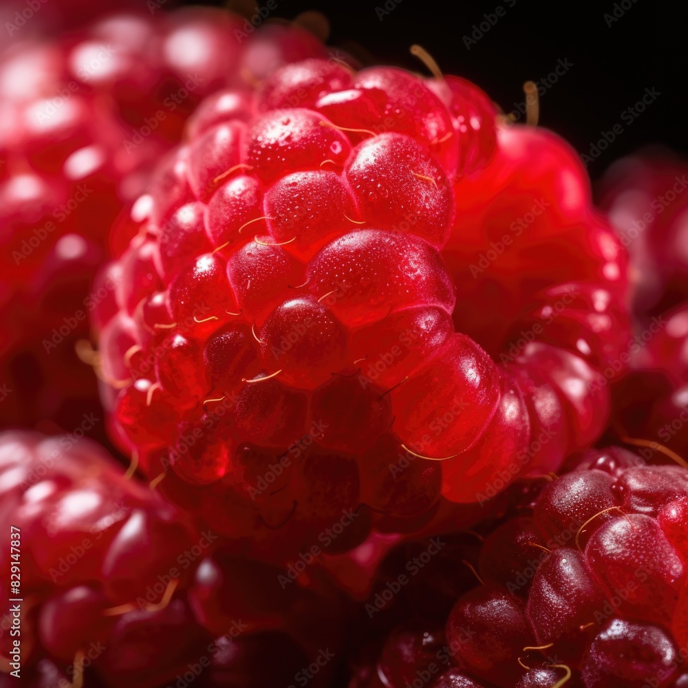 Fresh beautiful raspberries close-up. Delicious healthy berry. AI Generative. Fresh beautiful raspberries close-up. Delicious healthy berry. AI Generative.