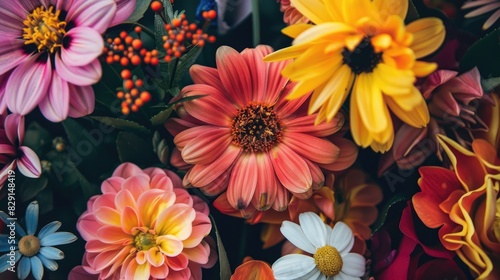Colorful flower bunch in closeup